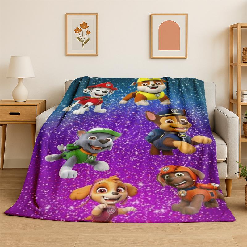 Cartoon P-Patrol Cute Dog Flannel Blanket Soft Warm Throw Blanket for Bedroom Living Room Bed Travel Camping Picnic Gift kids
