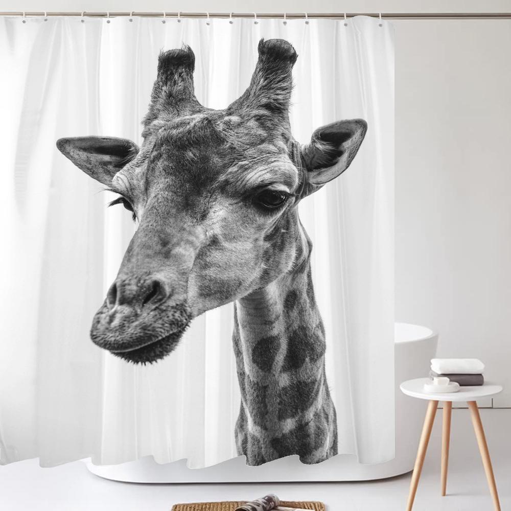 Funny Dinosaur Shower Curtain Bathroom Dino Cool for Kids Boys Silhouette Animal Cartoon White Fabric Bath Curtain Home Decor