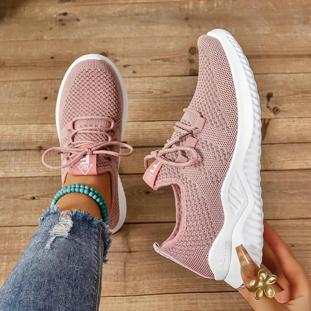 Dámské prodyšné dámské vycházkové boty - Protiskluzová outdoorová sportovní obuv s jednobarevným designem