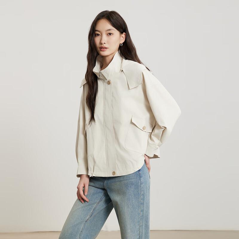 Gejin Women's Slim-Fit Short Trench Coat