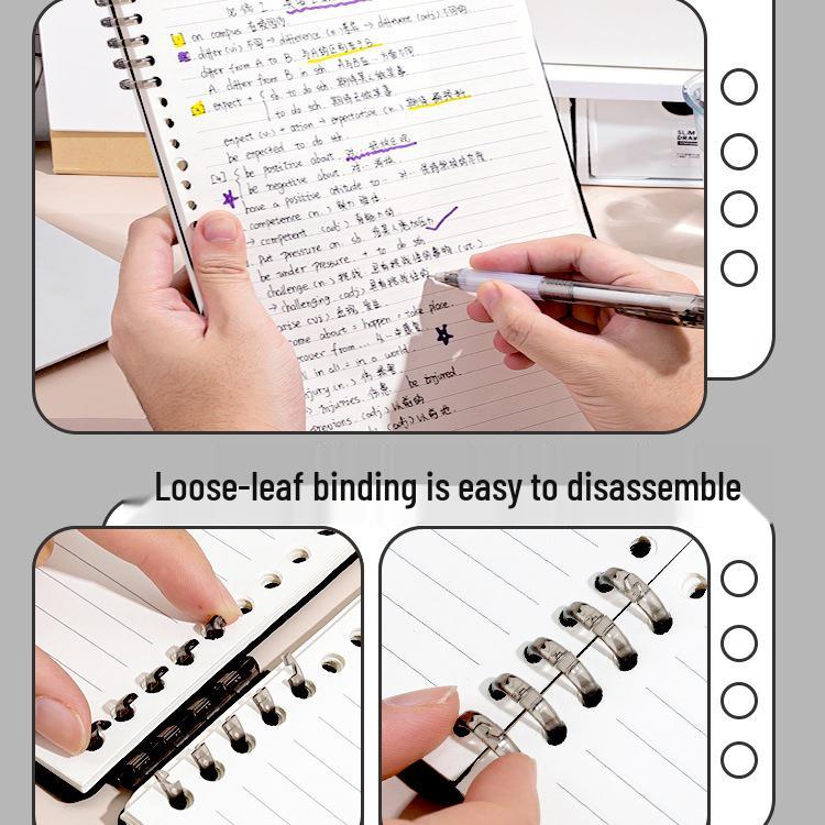 B5 Soft-Touch Loose-Leaf Notebook with Removable Coil and Stylish Binder Cover