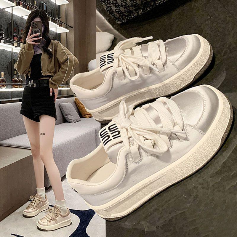 

Platform white shoes women s 2025 new spring versatile niche board shoes canvas shoes one piece 2025 35