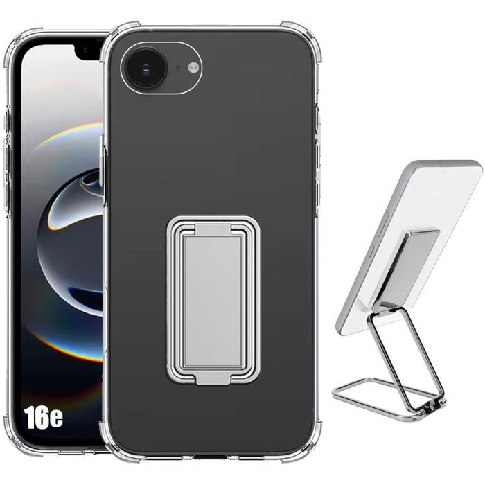Protective Case - BOOLING - for iPhone 16e - Ultra Slim Silicone - Shockproof - Adjustable Stand