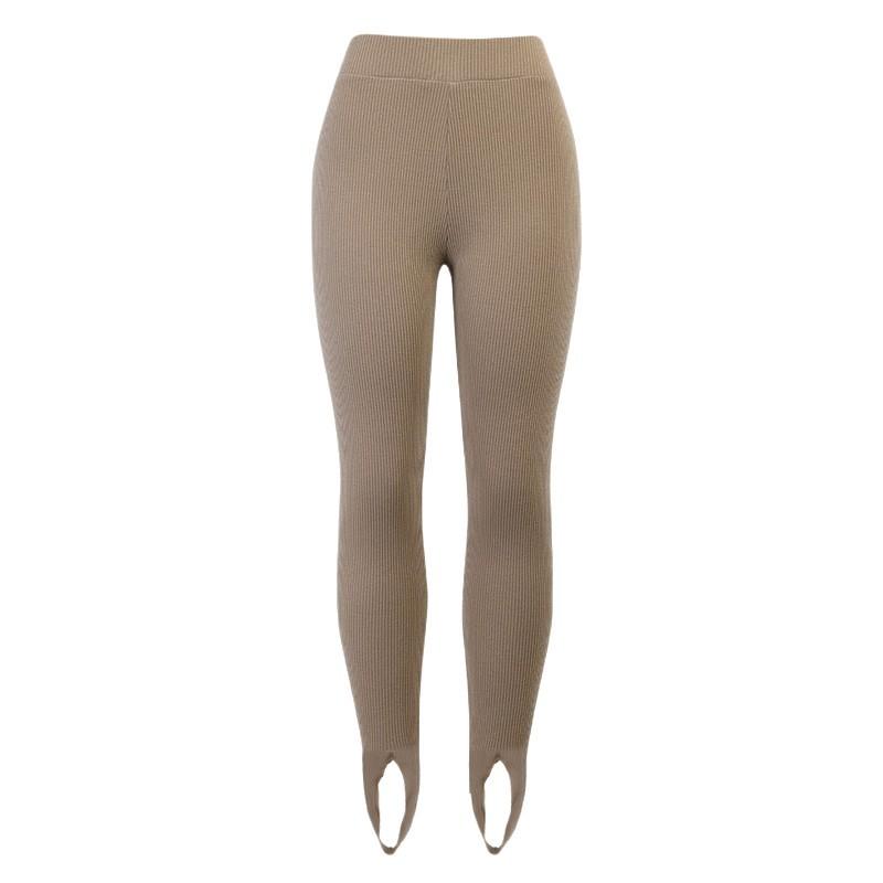 Ribbed Knit Leggings Women High Waist Cotton Fitness Basic Pants Casual All-Match Female Skinny Leggings