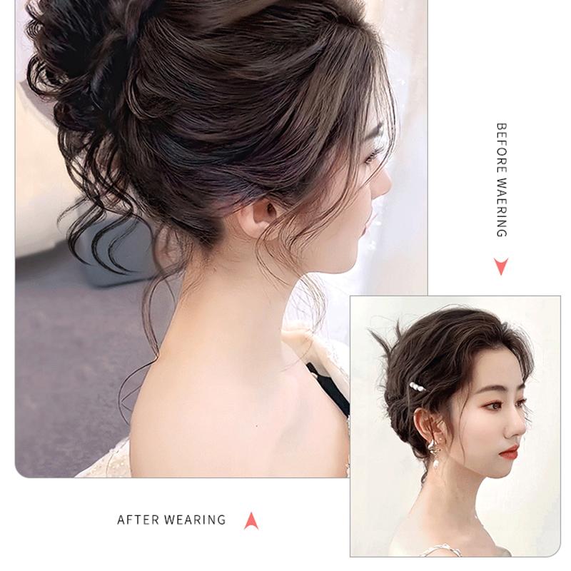 Synthetic Curly Bun Messy Claw Chignon Clip Elastic Hair Scrunchies Hairpieces Donut Updo Hair Pieces For Women