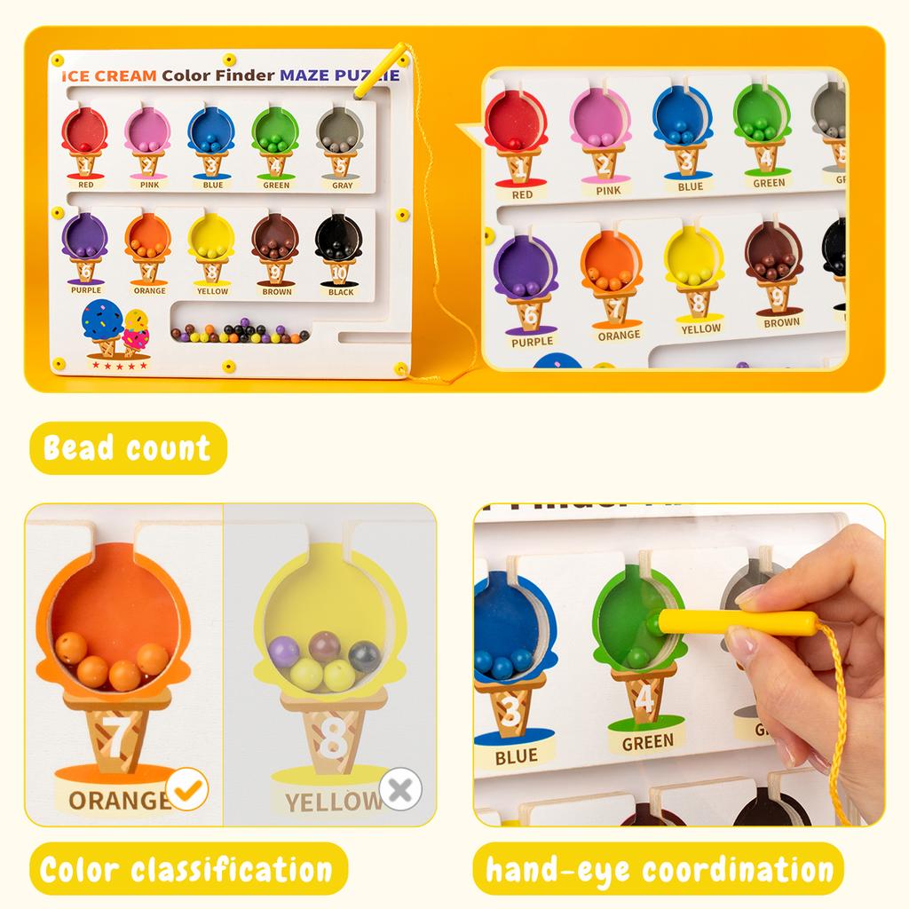 Magnetic Alphabet Maze Board with Magnetic Pen Fun Dot Art Magnetic Bead Drawing Board- Montessori Educational Toys