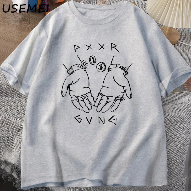 Pxxr Gvng The White Family T-shirts O Neck Oversized Tshirt Men Cotton Short Sleeve Tee Shirt Summer Graphic Tees Streetwear
