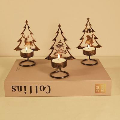 Old Style Atmosphere Christmas Scene Christmas Candlestick Iron Art Exquisite Design Aromatherapy Candle Holder Retro Wedding