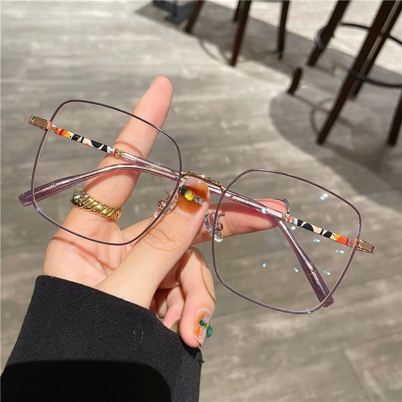 Big Frame Anti-blue Light Glasses Men Women Fashion Oversized Clear Lens Eyeglasses Vision Care Metal Square Reading Glasses