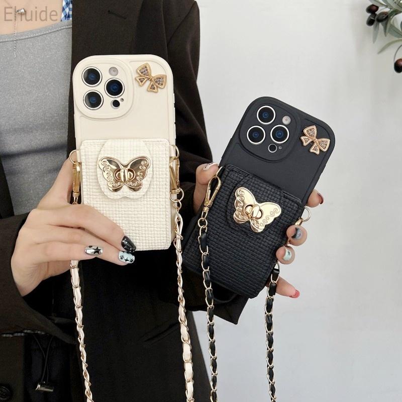Multi-Functional Wallet Case for Samsung Galaxy S25 Ultra S21 S22 S23 FE S24 Plus A17 Strap Crossbody Lanyard Butterfly Cover