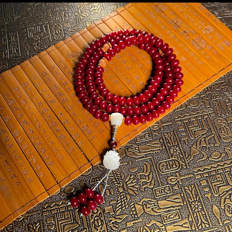 Temple Mutton Fat White Jade Bodhi Root 108 Beads Unisex Bracelet Necklace Pendant Buddhist Beads