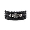 Retro Black Eagle Head Multi-Layer Leather Bracelet Set