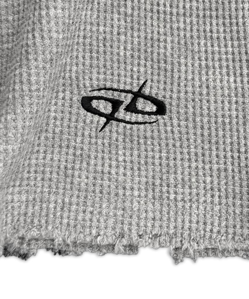 UNUSEDLAB Waffle Lettering Embroidered Long Sleeve [Gray]