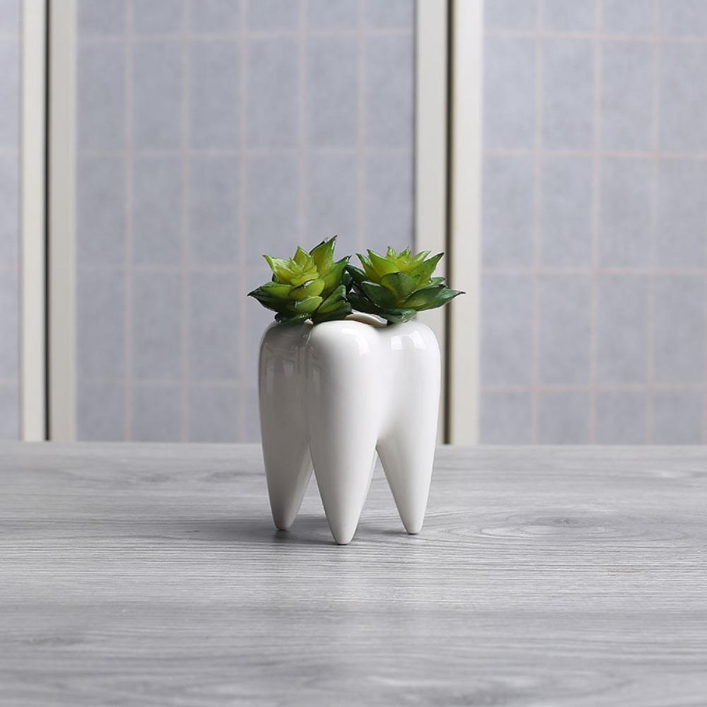 

Modern Culture Decoration Flower Pot Teeth Shape Ceramic Vase Tooth Vases