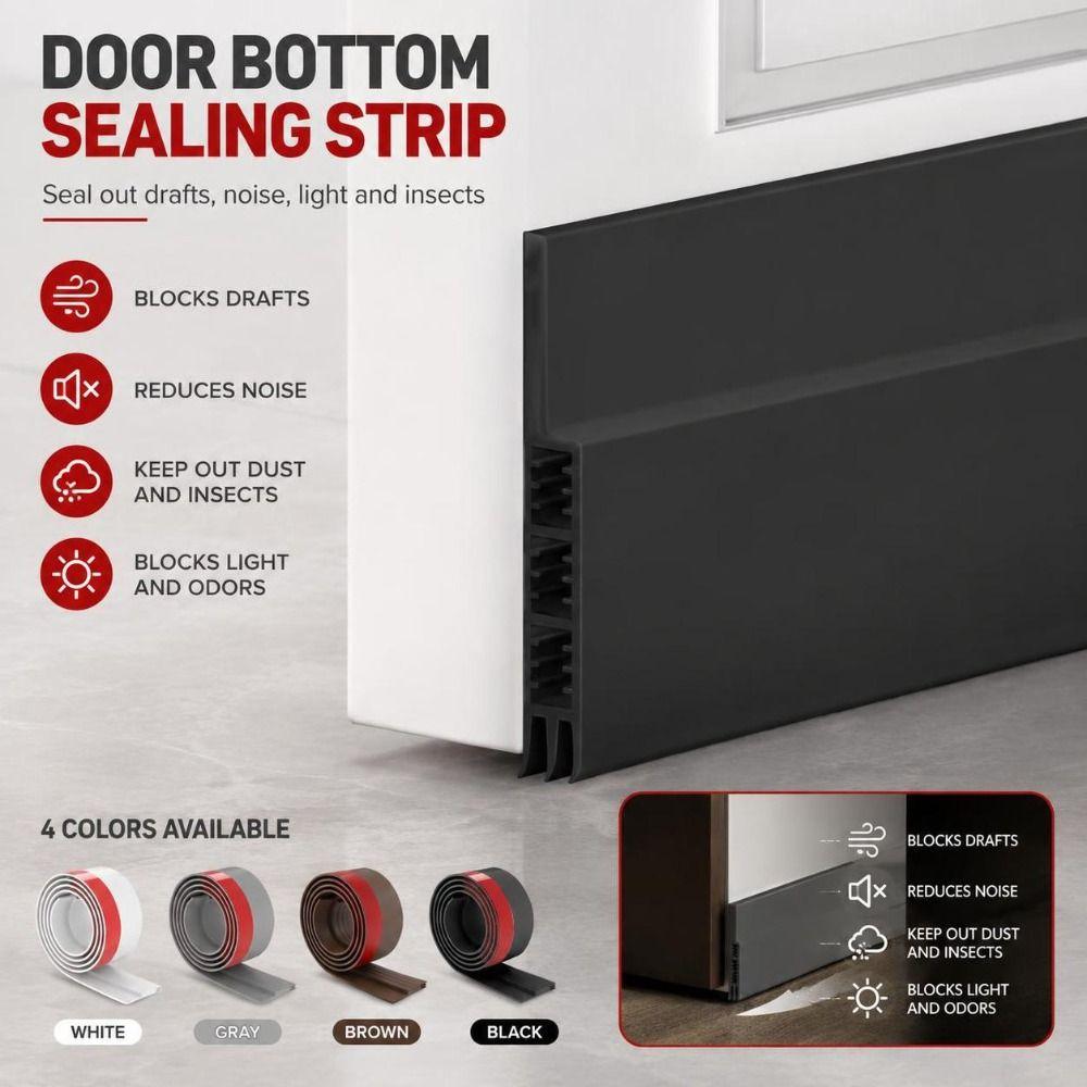Soundproof Door Bottom Sealing Strip Silicone Weather Stripping Draught Excluder  Bedroom