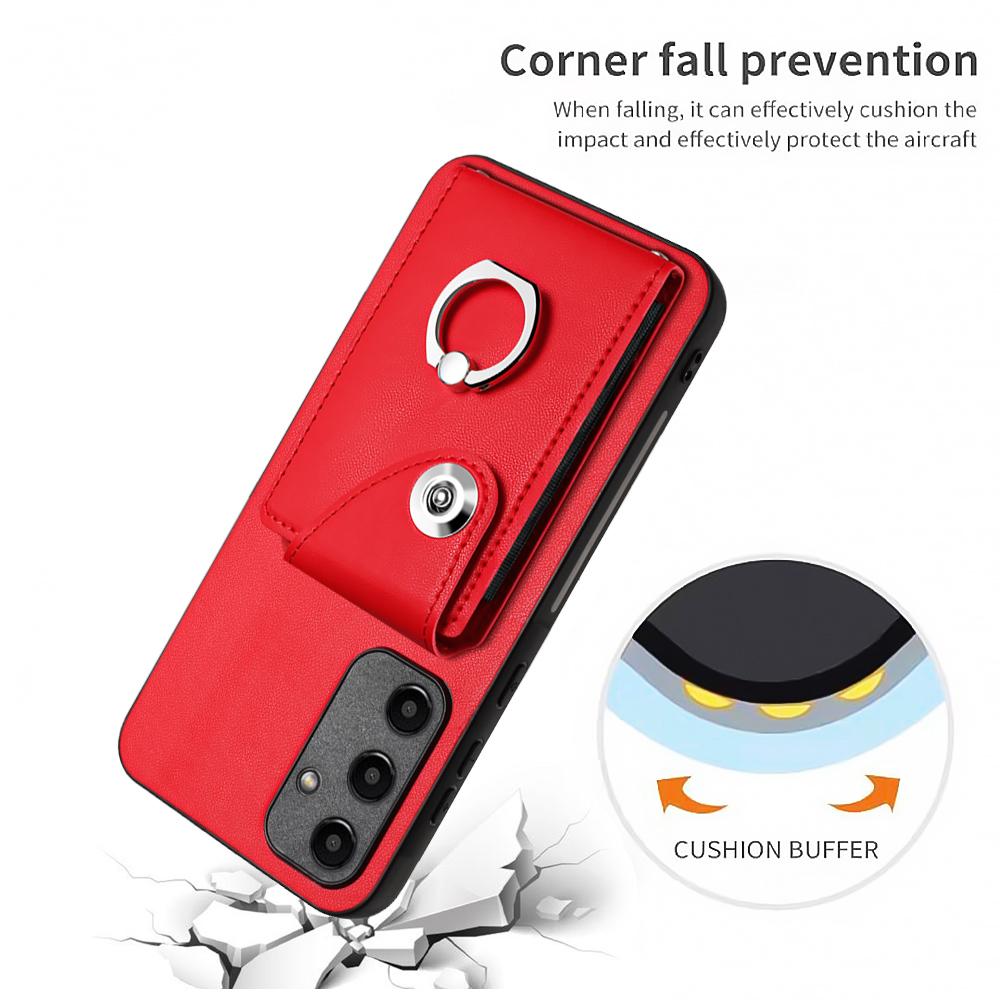 Accordion Folding Wallet Card Holder with RFID Shielding Material Phone Case Ring Holder Leather Case for OPPO