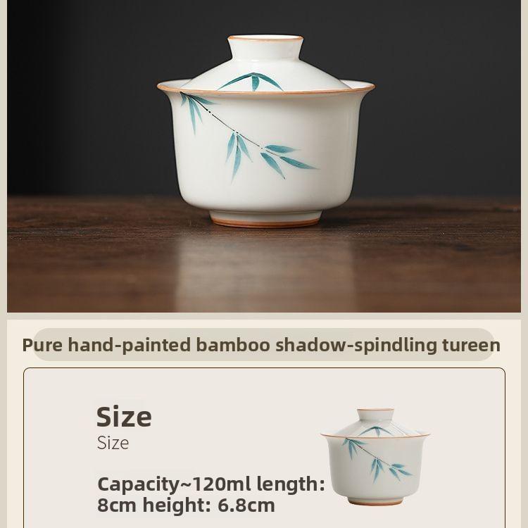 Portable Glass Hand-painted Ercai Hovering, Plant Ash Cover Bowl Travel Tea Set, Express Cup Set, Teapot Outdoor