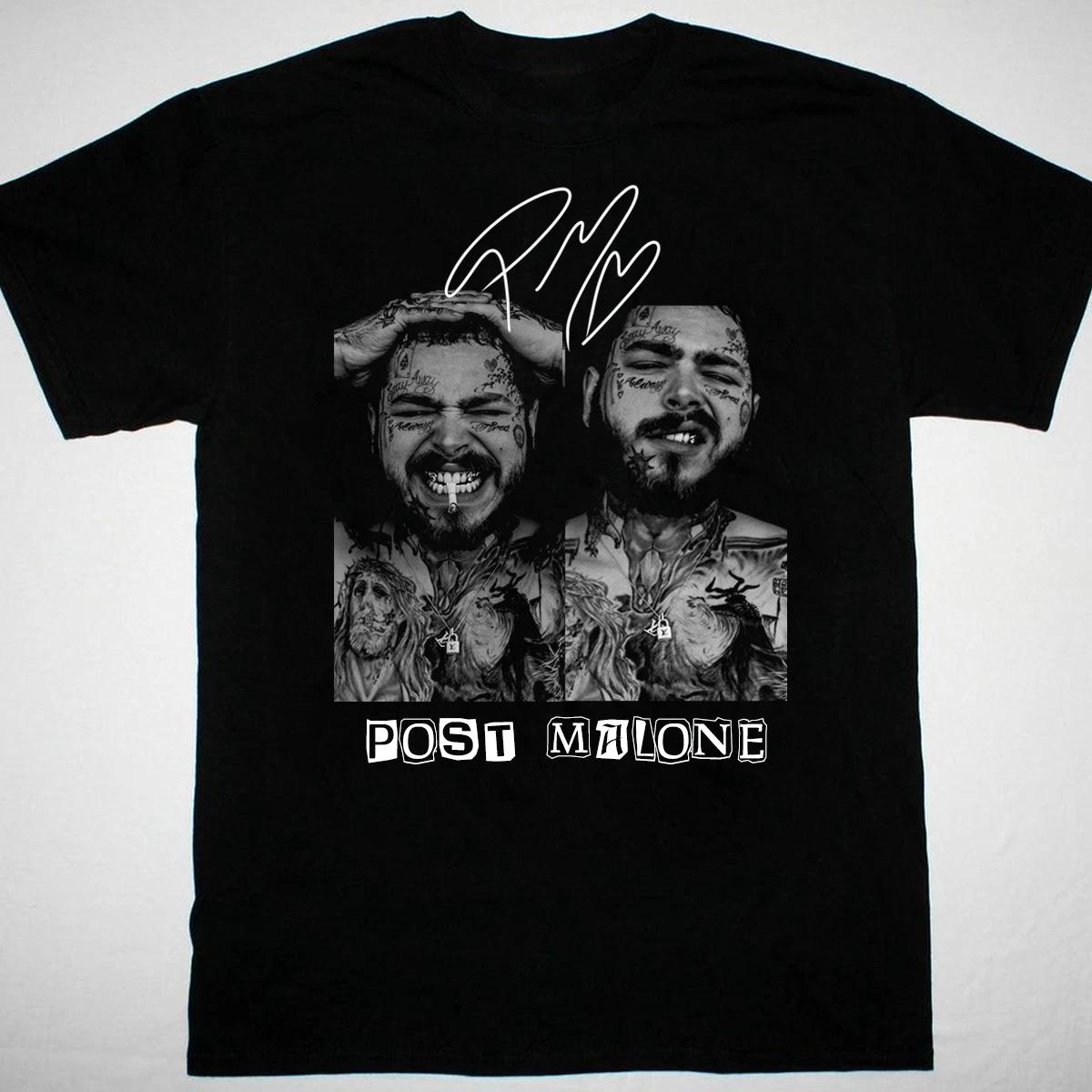 

горячая новая футболка с автографом Post Malone 100% хлопок мужская футболка топ черная унисекс S-5XL 2F513 M