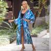 2023 European & American Rayon Waist Tie Beach Cover-up Sun Protection Cardigan for Women - Swimsuit and Bikini Outerwear