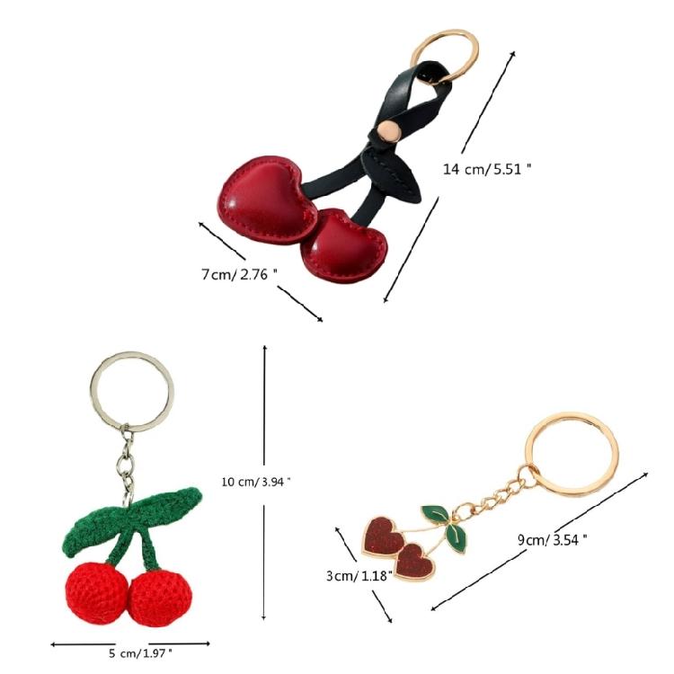 Cute Cherry Keychain Heart Keyring for Clothing Bag Jewelry Gift Backpack Charm
