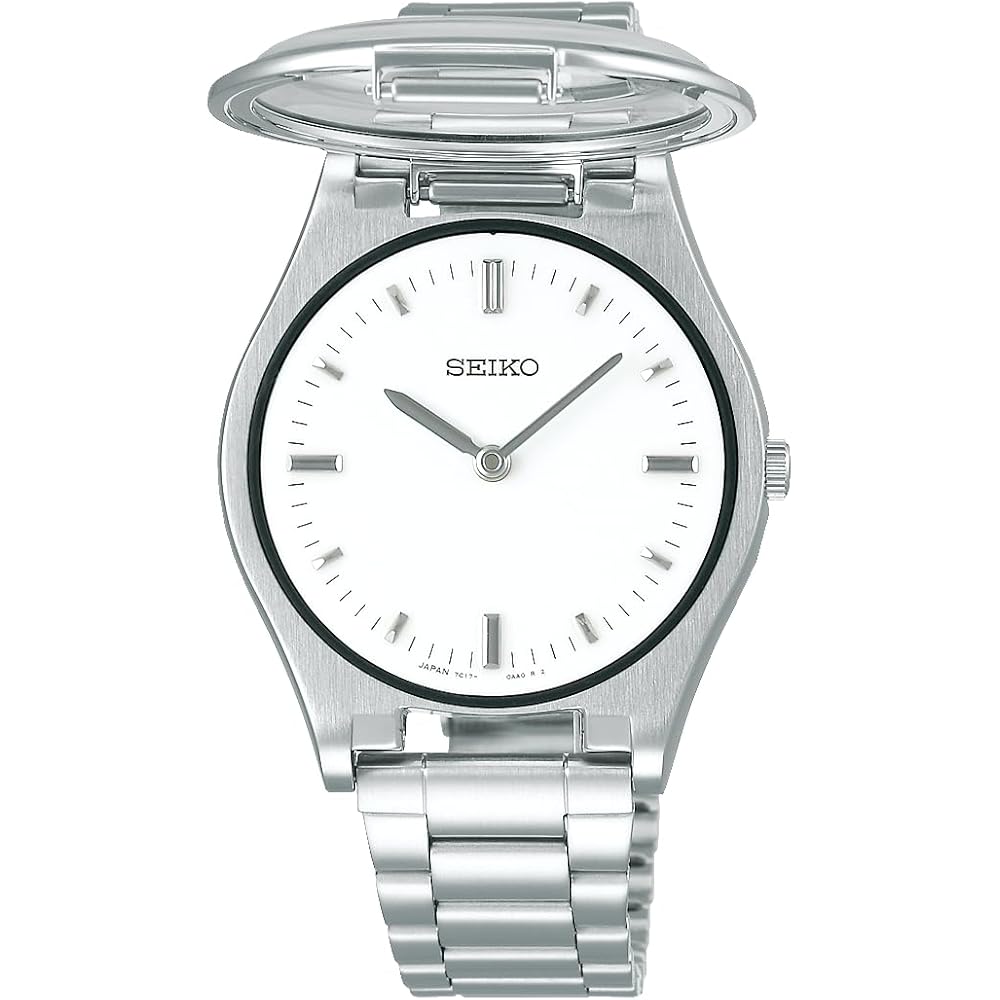 Seiko Watch SQBR019 Quartz Touch Clock for Visually Impaired Men's White Dial Stainless Steel