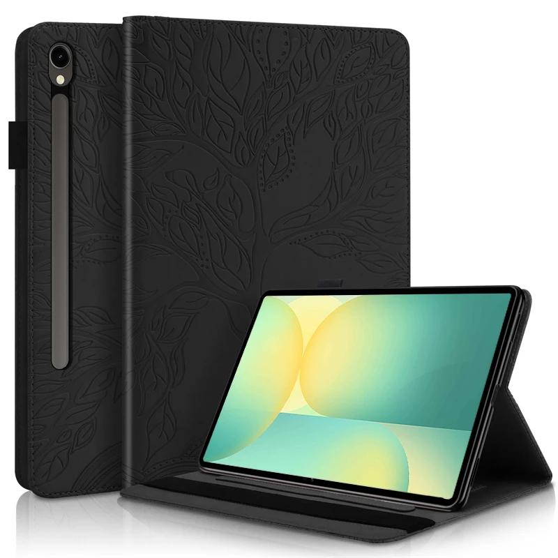 Funda for Samsung Tab S10 FE Case 10.9" Embossed Tree Leather Wallet Flip Cover for Galaxy Tab S10 Fe Sm-x520 X526b Case Coque