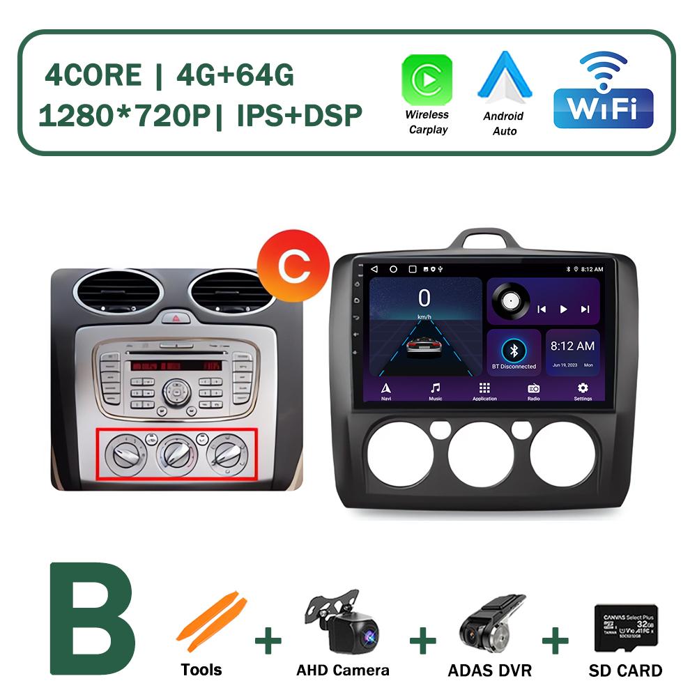 XSW3 9 Inch Wireless CarPlay Android Auto Radio for Ford Focus 2 Mk2 2004 - 2011 Car Multimedia Video Stereo Player GPS WIFI