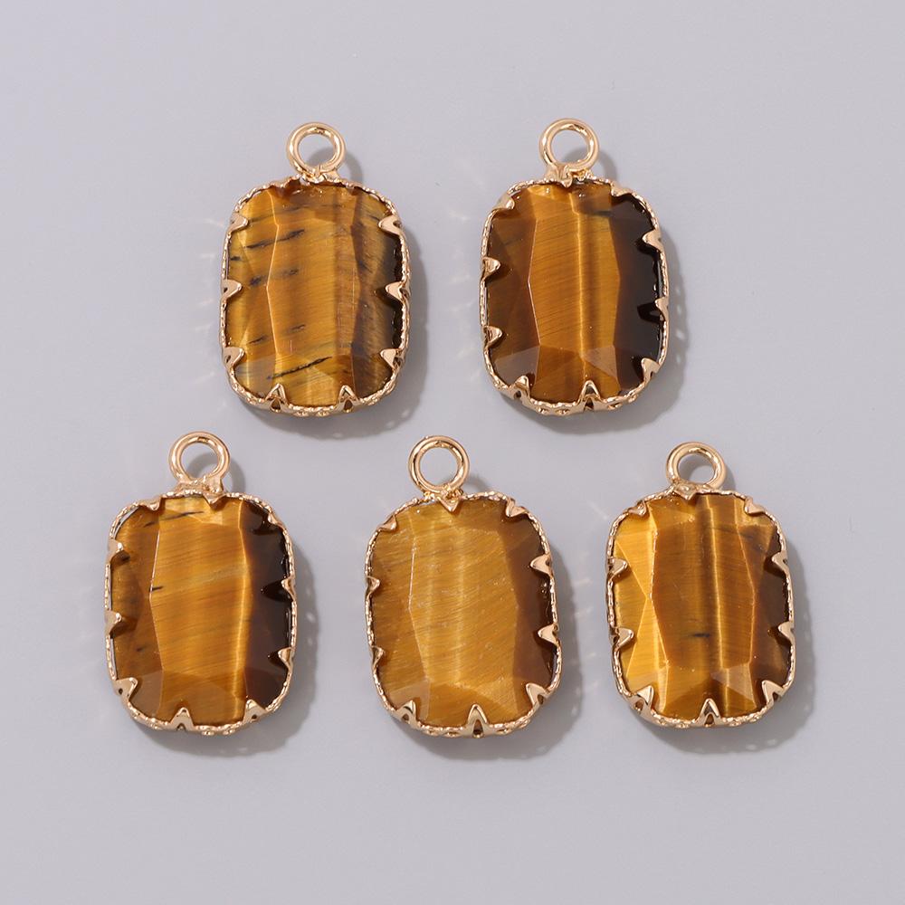 2pcs Natural Stone Pendant Quartz Lapis Chalcedony Amethysts Tiger Eye Stone Connector Charm For Making Necklace Bracelet