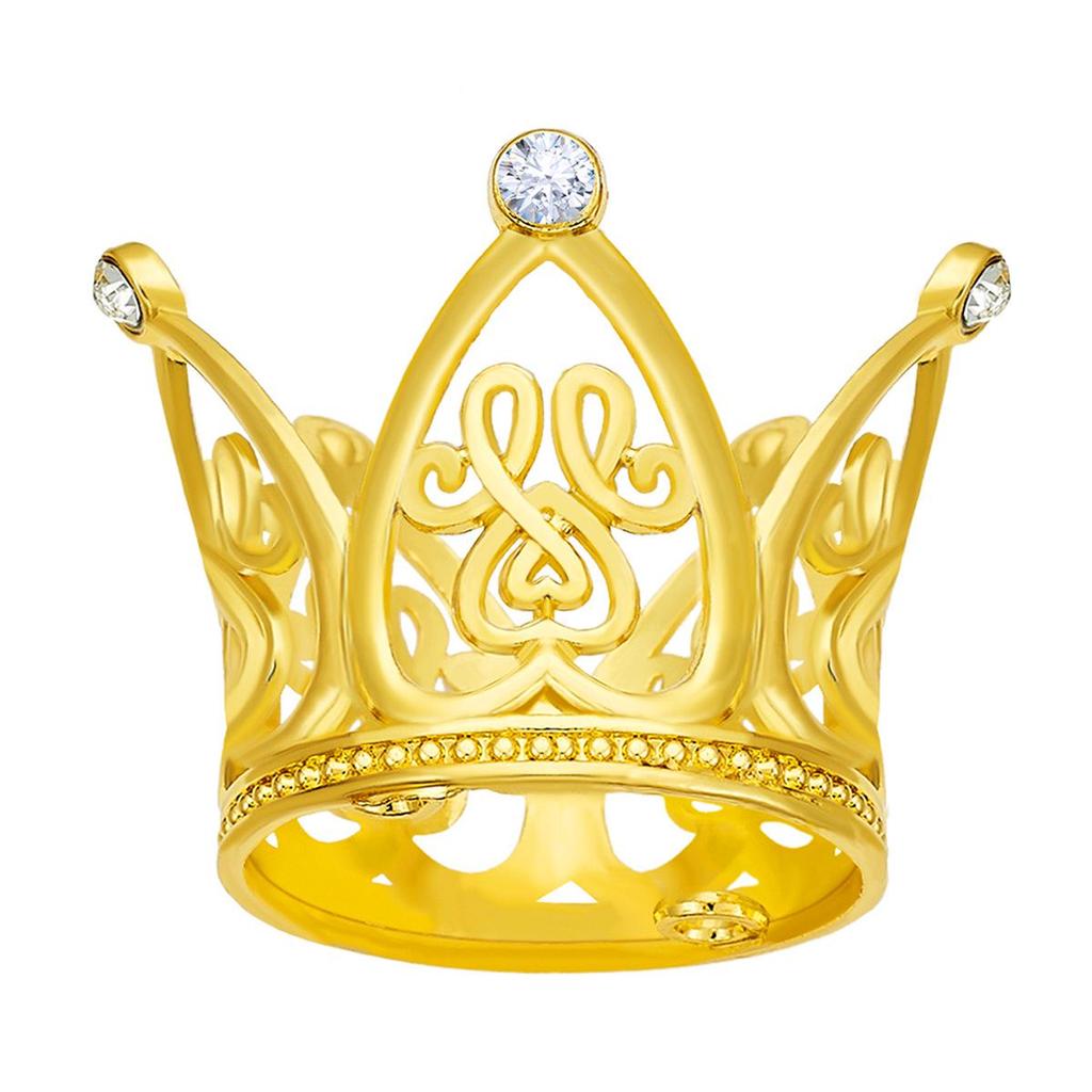 Heart-Shaped Crown Cake Decoration: Mini Cartoon Toy & Perfume Bottle Cap with 6 Diamond Alloy Accents