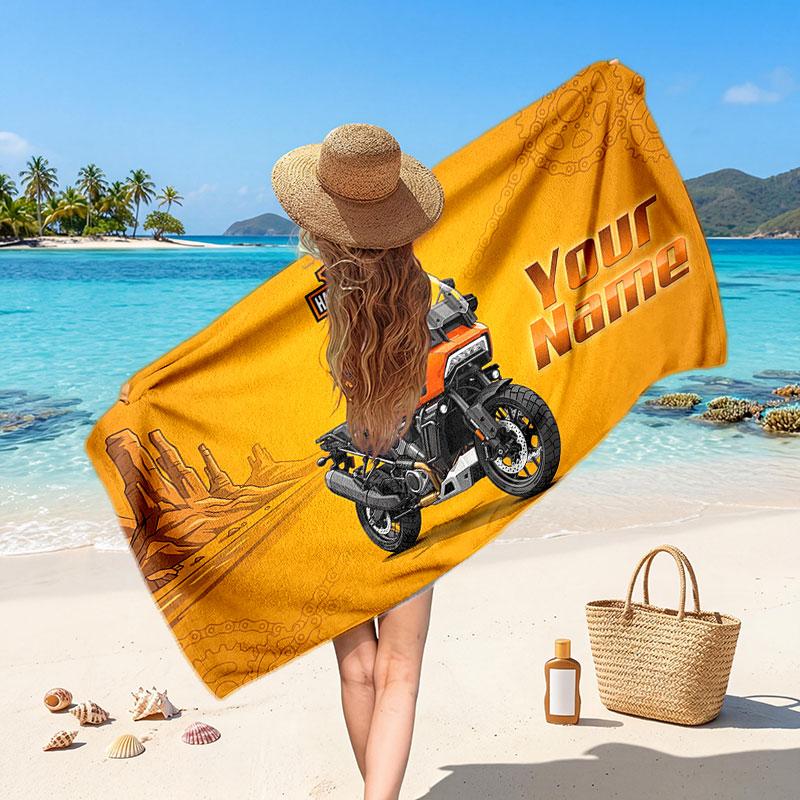 Asciugamano da Spiaggia Harley-Davidson con Testo Nome Personalizzato, Asciugamano Morbido Assorbente per Spiaggia Piscina Viaggio Regalo Personale