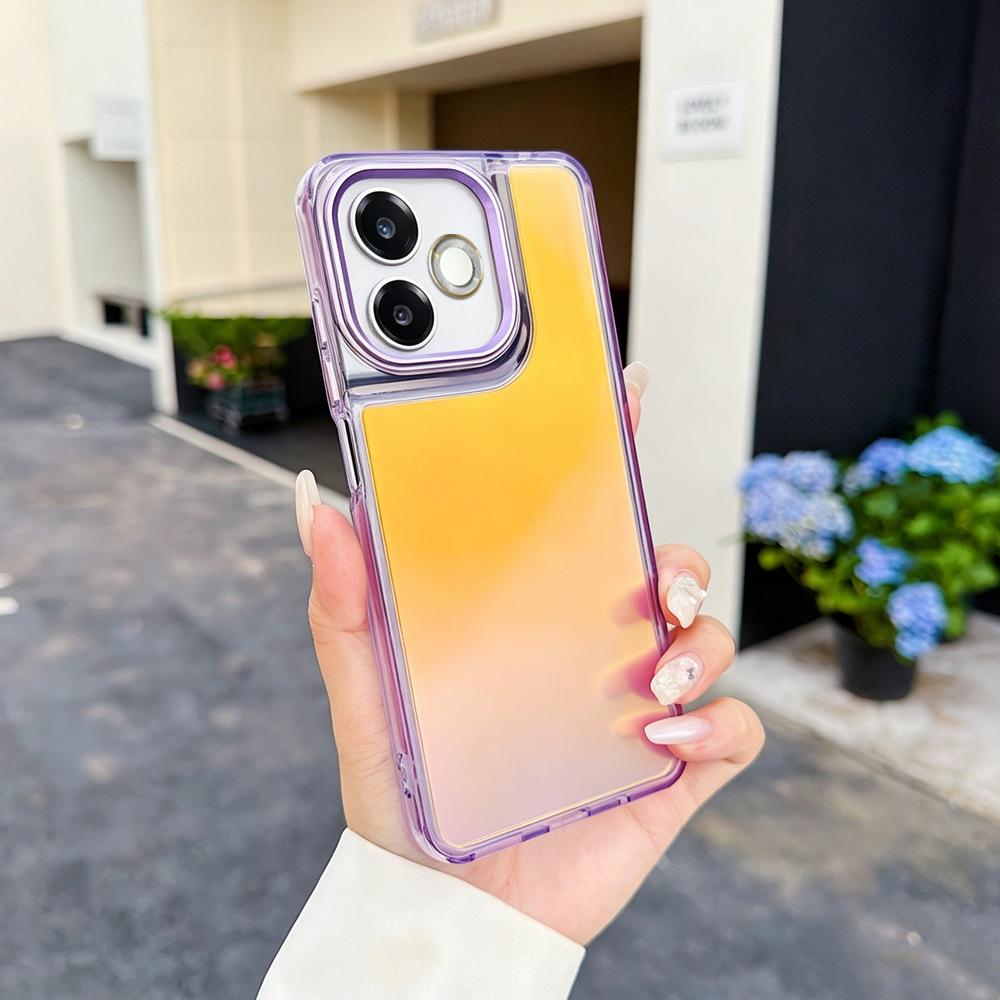 KEYSION Fashion Laser Gradient Colorful Phone Case for Redmi 13 12 5G Soft TPU+PC Shockproof Back Cover for Xiaomi POCO M6