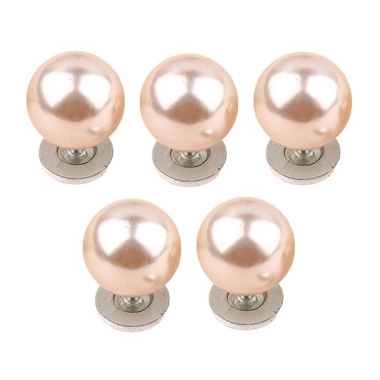 Fashion Scarf Buckles 5Pcs Fake Pearl Buttons for Clothing, Removable Decorative Brooch Pins, No Waist Tightening Pins Dresses Sew Safety Shirt