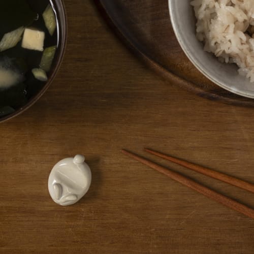 Chopstick Rest, Approximately 4 X 2.7 Cm, Bean Rabbit Design, White, 23464