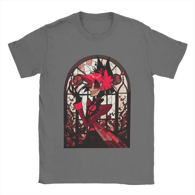 Men's T-Shirt Stained Glass Alastor Hazbins Hoteled Humor Cotton Tee Shirt Short Sleeve T Shirts Crewneck Clothing Shirts