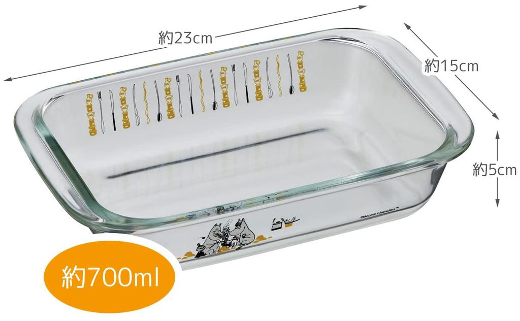 Skater Moomin Kitchen Heat-Resistant Glass Dish, Oven-Safe, 700ml, GCD1-A