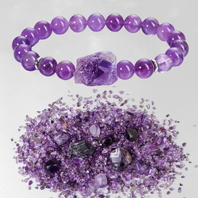 Natürliche Amethyst Quarz Perlenarmbänder Gesundheitsarmband für Frauen Yoga Schmuck Geschenk