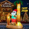 7.87FT Inflatable Beach Santa Palm Tree Surfboard Toy Xmas Yard Lawn Party Decoration Festive Gift LED Lit Supplie Home Ornament