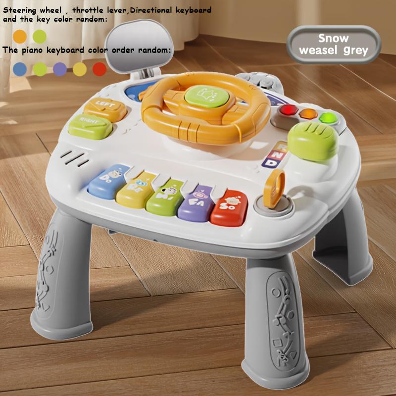 Multifunctional Educational Game Table for Youngsters,Interactive Steering Wheel, Musical Piano Keys,Traffic Light Flashing,Gear Start,Battery Powered