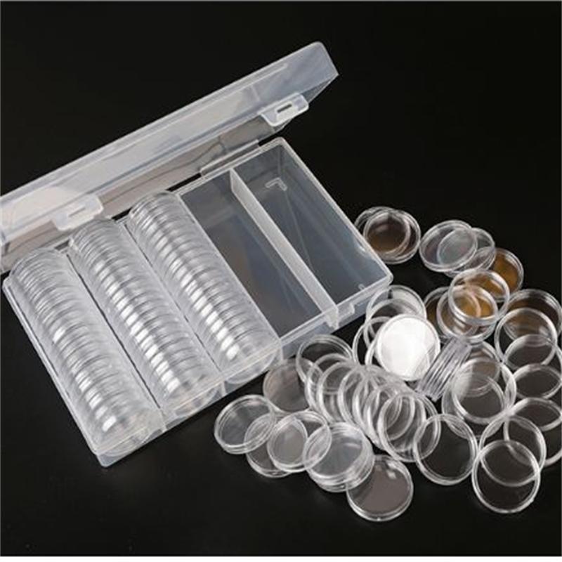 100pcs/set 30mm Clear Coin Capsule Holder Case Transparent Collectable Coin Storage Box for Commemorative Coin Medal Container