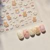 1PCS 5D Embossed Nail Sticker Cute Gray Cake Teddy Bear Bow Cartoon Nail Art Stickers Self Adhesive Nails Decorations Decals DlY