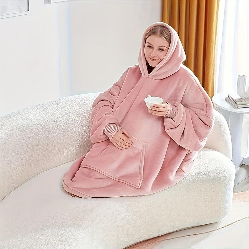 Soft Double-Sided Wearable Hoodie Blanket Pajamas - Comfortable Over Sized Hooded Blanket With Kangaroo Pockets