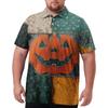 Herren Übergröße Halloween Print Golf Poloshirt Atmungsaktiv Kurzarm Lässiges Arbeitskleidung Oberteil Bequeme Passform
