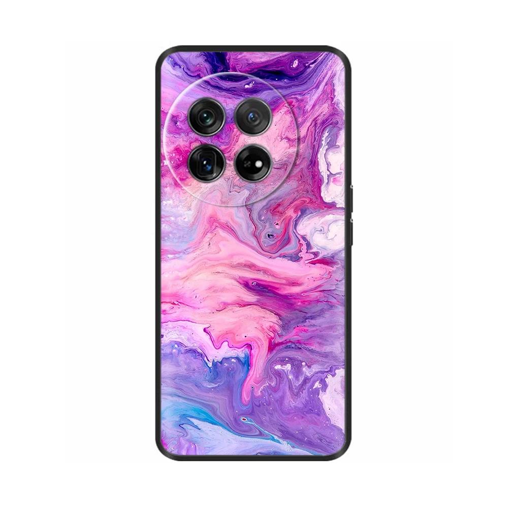 Painted Cover For OnePlus 12 Case Black Silicone Soft Luxury Phone Back Cover For One Plus 12 OnePlus12 5G Fundas Cases Hoesje