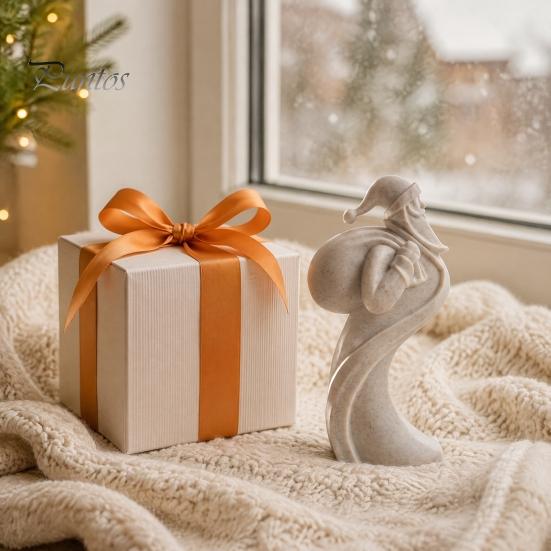 Unique Minimalist Holiday Art Pieces Abstract Santa Claus Ornament, Sandstone Texture 3D Print Decor Statues, Artistic Figurines for Tabletop Entrance