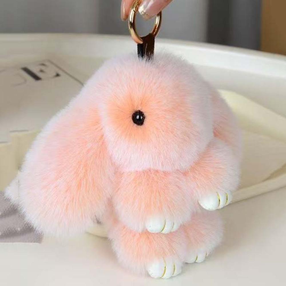 Lovely Play Dead Rabbit Doll Fluffy Plush Rabbit Pendant Rabbit Fur Keychain  Children's Toys