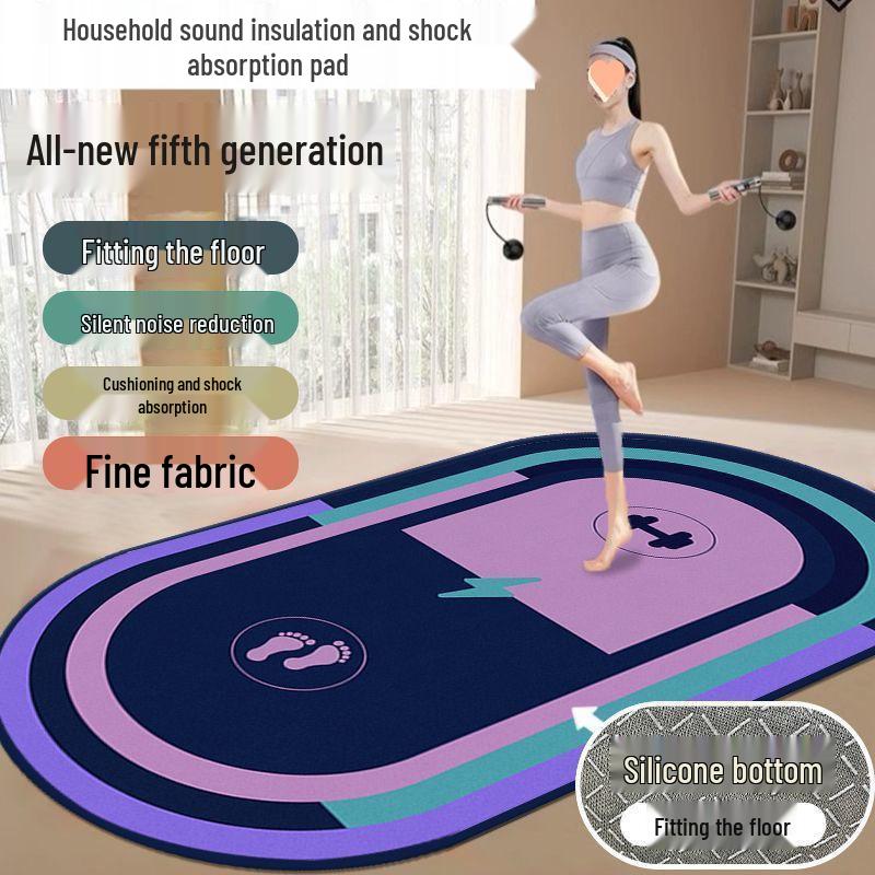 Shock Absorption Yoga & Jump Rope Mat - Thick, Wide, Non-Slip, Soundproof for Home Fitness