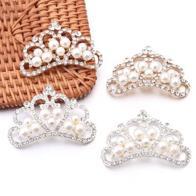 2Pcs Pearl Rhinestone Applique Patches Multi-shape Jewelry Alloy Beads for Clothes Decorate DIY Crafts Hair Clip Button Ornament