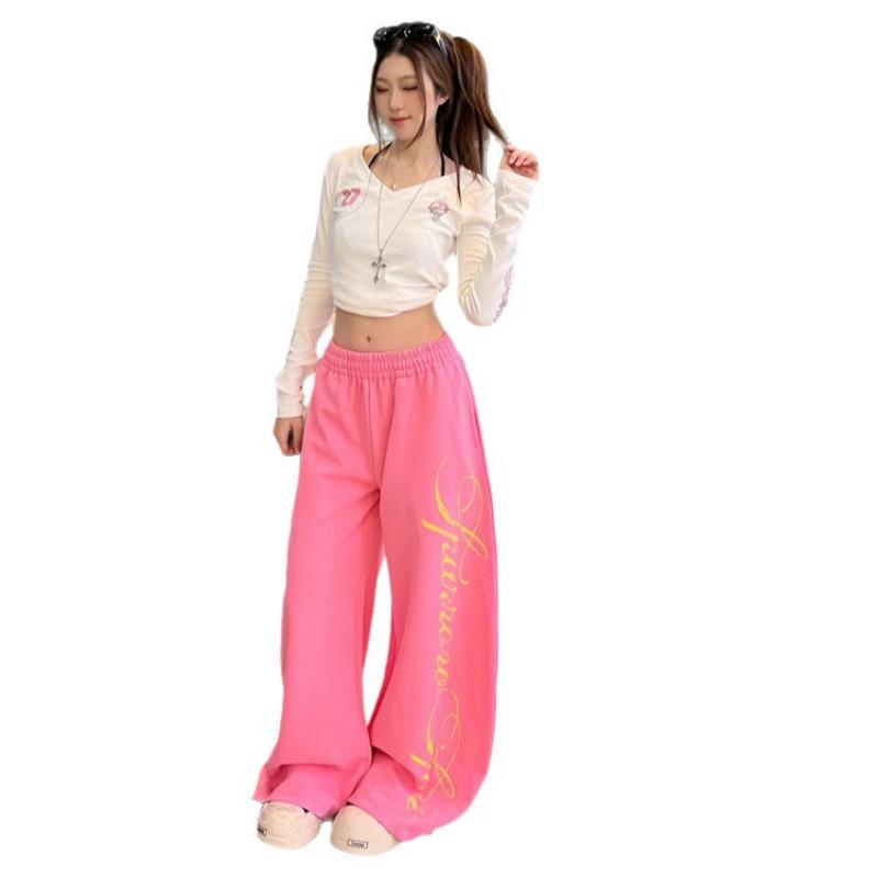 Lazy wind star printing autumn new elastic waist wide leg casual pants men's loose drape casual sweatpants