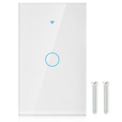 Interrupteur à écran tactile WiFi Single Circle pour Alexa pour Google 1 ?Chemin AC  (blanc )