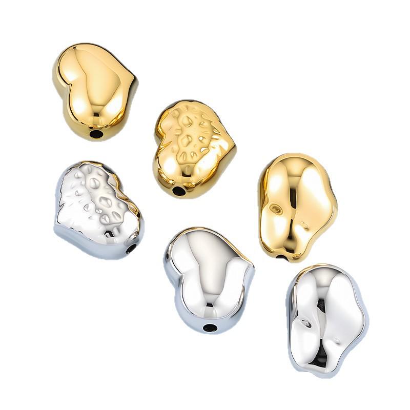 Heart-Shaped Titanium Steel Beads, Irregular Large Hole, for DIY Jewelry Making Bracelets & Necklaces
